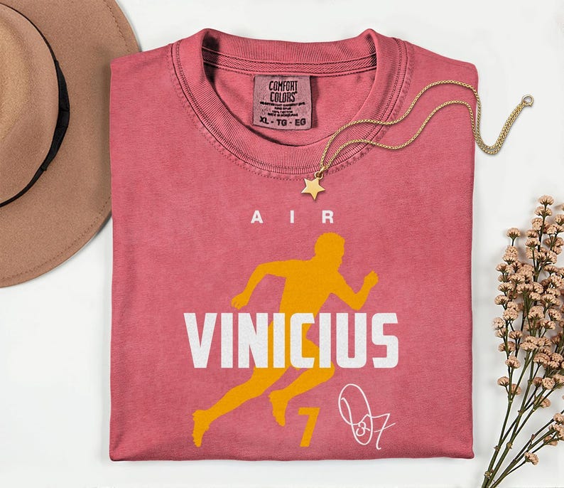 Comfort Colors® Air Vinicius #7 Soccer Player Tribute Graphic Tee, Brazil Football Star Signature Design, 2026 World Cup Fan Unisex T-Shirt image 15
