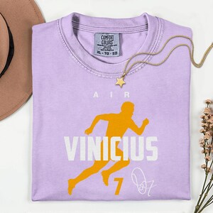 Comfort Colors® Air Vinicius #7 Soccer Player Tribute Graphic Tee, Brazil Football Star Signature Design, 2026 World Cup Fan Unisex T-Shirt image 12