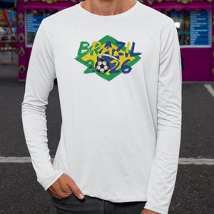 Drapeau du Brésil animé hommage pour les fans t-shirt graphique, design inspiré du tournoi du monde de football, cadeau de sport pour supporters de football T-shirt unisexe image 5