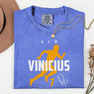 Comfort Colors® Air Vinicius #7 Soccer Player Tribute Graphic Tee, Brazil Football Star Signature Design, 2026 World Cup Fan Unisex T-Shirt image 7
