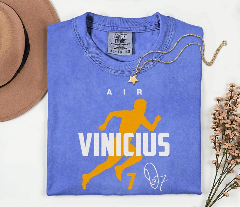 Comfort Colors® Air Vinicius #7 Soccer Player Tribute Graphic Tee, Brazil Football Star Signature Design, 2026 World Cup Fan Unisex T-Shirt image 7
