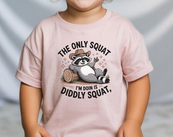 Funny Raccoon Shirt, Diddly Squat Graphic Tee, Lazy Cowboy Raccoon Humor T-Shirt Top
