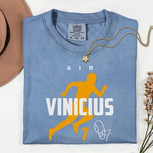 Comfort Colors® Air Vinicius #7 Soccer Player Tribute Graphic Tee, Brazil Football Star Signature Design, 2026 World Cup Fan Unisex T-Shirt image 3