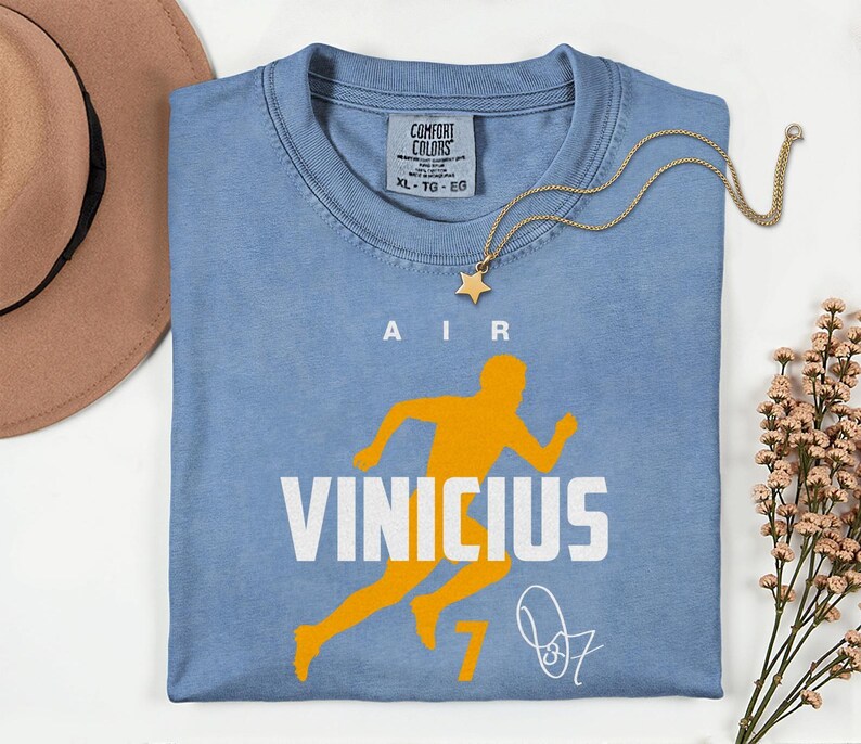 Comfort Colors® Air Vinicius #7 Soccer Player Tribute Graphic Tee, Brazil Football Star Signature Design, 2026 World Cup Fan Unisex T-Shirt image 3