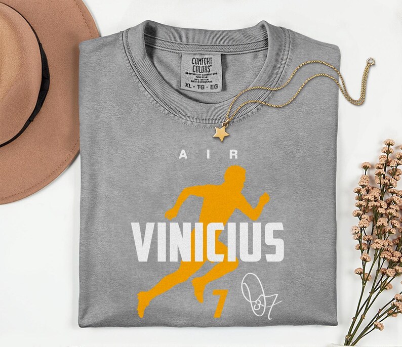 Comfort Colors® Air Vinicius #7 Soccer Player Tribute Graphic Tee, Brazil Football Star Signature Design, 2026 World Cup Fan Unisex T-Shirt image 8