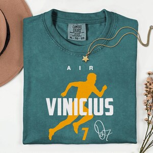 Comfort Colors® Air Vinicius #7 Soccer Player Tribute Graphic Tee, Brazil Football Star Signature Design, 2026 World Cup Fan Unisex T-Shirt image 4