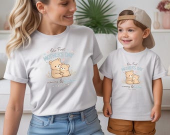 Personalized First Mother’s Day Shirt, Mommy And Baby Bear Tee, Custom Baby Name Keepsake