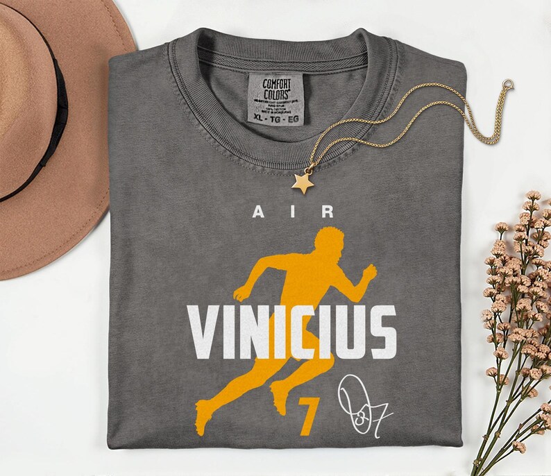 Comfort Colors® Air Vinicius #7 Soccer Player Tribute Graphic Tee, Brazil Football Star Signature Design, 2026 World Cup Fan Unisex T-Shirt image 13