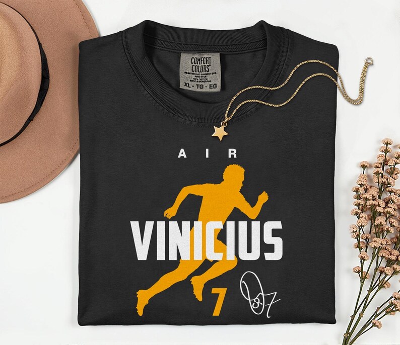 Comfort Colors® Air Vinicius #7 Soccer Player Tribute Graphic Tee, Brazil Football Star Signature Design, 2026 World Cup Fan Unisex T-Shirt image 2