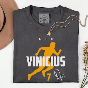 Comfort Colors® Air Vinicius #7 Soccer Player Tribute Graphic Tee, Brazil Football Star Signature Design, 2026 World Cup Fan Unisex T-Shirt image 1