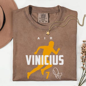 Comfort Colors® Air Vinicius #7 Soccer Player Tribute Graphic Tee, Brazil Football Star Signature Design, 2026 World Cup Fan Unisex T-Shirt image 6