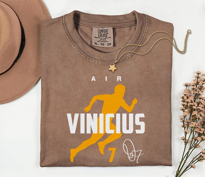 Comfort Colors® Air Vinicius #7 Soccer Player Tribute Graphic Tee, Brazil Football Star Signature Design, 2026 World Cup Fan Unisex T-Shirt image 6