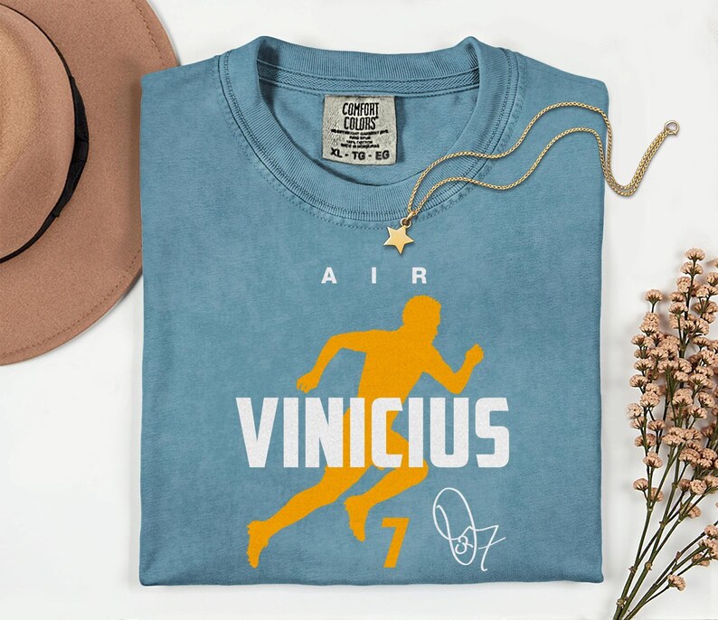 Comfort Colors® Air Vinicius #7 Soccer Player Tribute Graphic Tee, Brazil Football Star Signature Design, 2026 World Cup Fan Unisex T-Shirt image 9