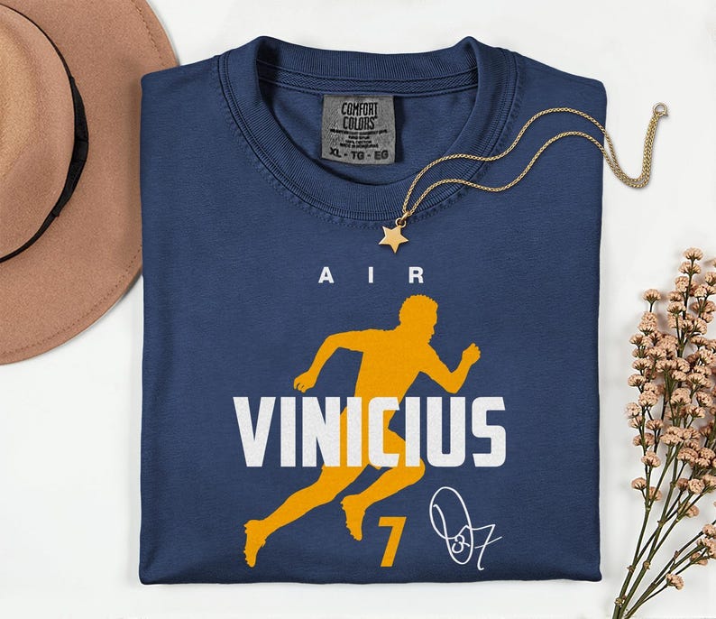 Comfort Colors® Air Vinicius #7 Soccer Player Tribute Graphic Tee, Brazil Football Star Signature Design, 2026 World Cup Fan Unisex T-Shirt image 11
