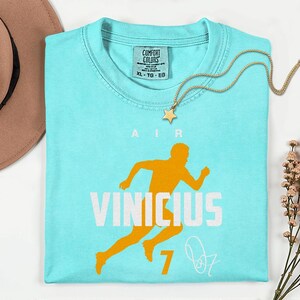 Comfort Colors® Air Vinicius #7 Soccer Player Tribute Graphic Tee, Brazil Football Star Signature Design, 2026 World Cup Fan Unisex T-Shirt image 5