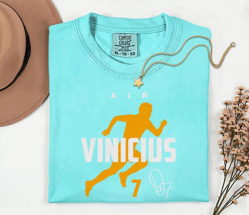Comfort Colors® Air Vinicius #7 Soccer Player Tribute Graphic Tee, Brazil Football Star Signature Design, 2026 World Cup Fan Unisex T-Shirt image 5