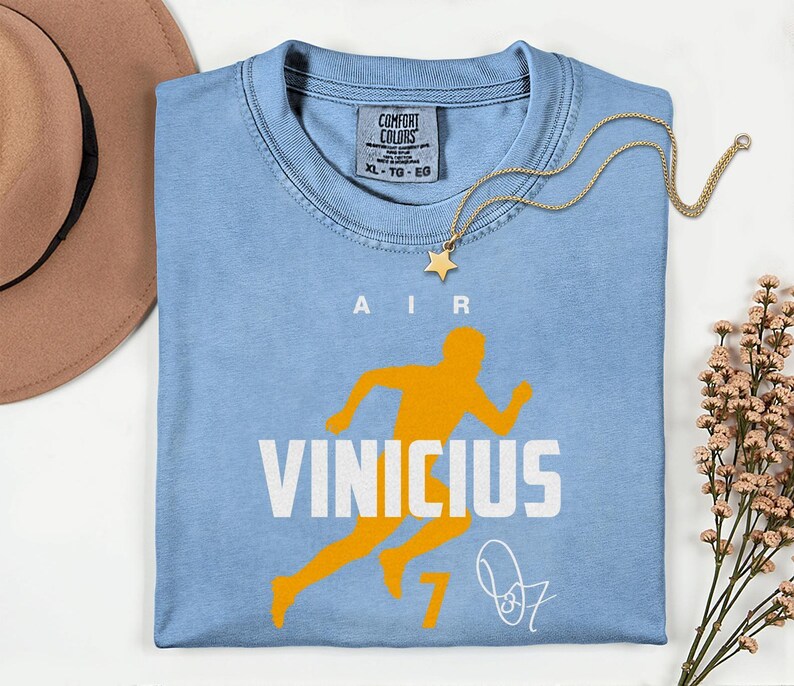 Comfort Colors® Air Vinicius #7 Soccer Player Tribute Graphic Tee, Brazil Football Star Signature Design, 2026 World Cup Fan Unisex T-Shirt image 14