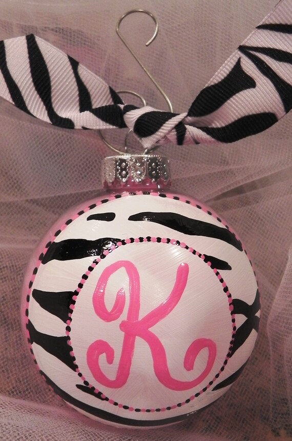 Items similar to Zebra Print Monogram Ornament on Etsy