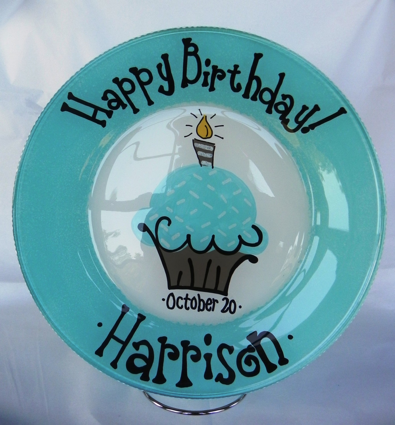 Birthday Cake Plate Personalized Happy Birthday Plate Hand Etsy