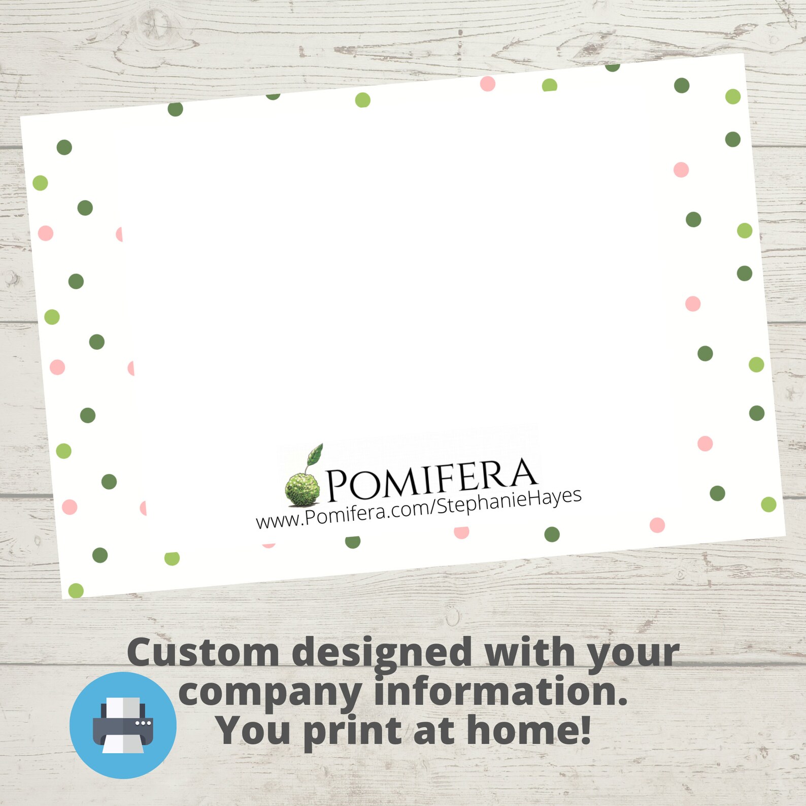 Blank Note Card Personalized Printable for Use with Your Etsy