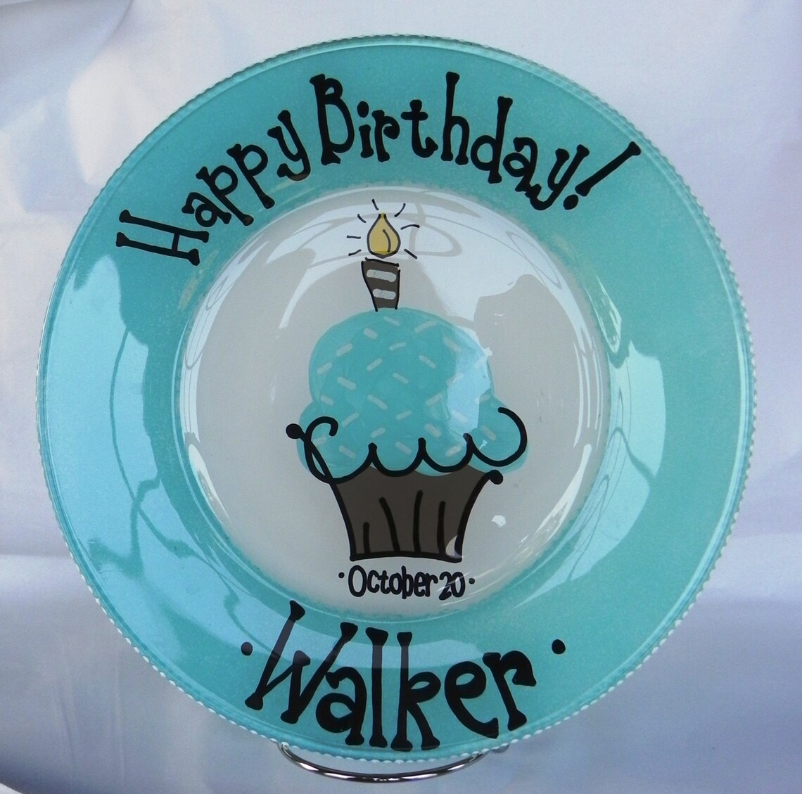 Birthday Cake Plate Personalized Happy Birthday Plate Hand Etsy