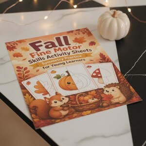 Fall Fine Motor Skills Activity Sheets, Autumn Drawing Worksheets, Symmetry Practice Printable for Young Learners, Fall Learning Printable