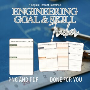 Planificador de objetivos y habilidades de ingeniería imprimible / Planificador de estudios de ingeniería / Seguimiento del progreso de habilidades STEM en formato PDF y PNG (descarga instantánea)