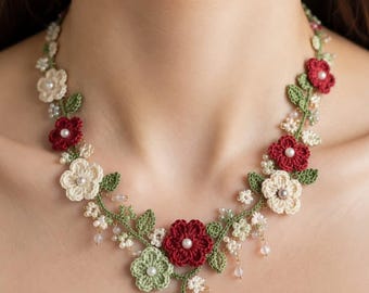 Crochet Flower Necklace Pattern, Cottagecore Daisy Choker Tutorial (PDF)