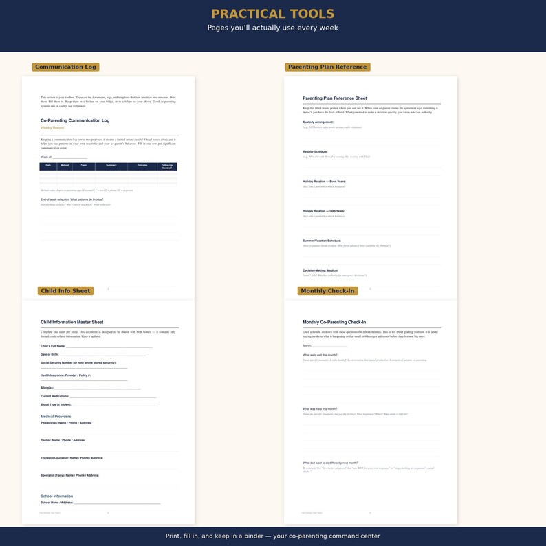 Co-parenting Workbook Printable PDF | Divorce Coparenting Journal ...