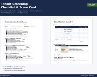 Tenant Screening Checklist & Score Card (Printable PDF)