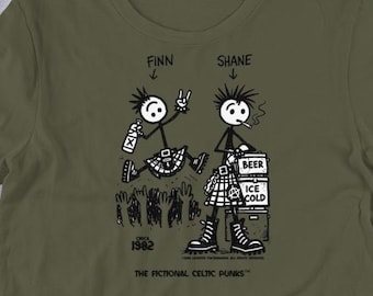 Finn & Shane 1982 Celtic Punk Shirt | Funny Punk Band Tee | Stick Figure Art | Hand Drawn Graphic Tee | Music Lover Gift