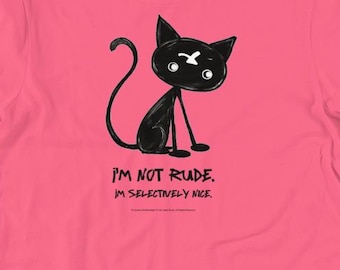 I’m Not Rude I’m Selectively Nice Shirt | Funny Black Cat Tee | Sarcastic Cat Lover Gift | Biscuit the Cat | Neurodivergent Gift