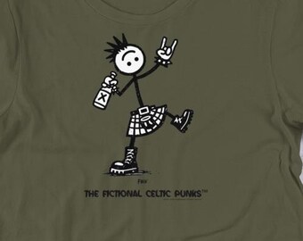 Finn Celtic Punk Guitar Shirt | Funny Stick Figure Tee | Hand Drawn Band Art | Music Lover Gift | Punk Rock Graphic Tee