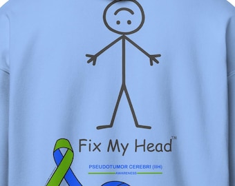 IIH Awareness Zip Hoodie Men Fix My Head Pseudotumor Cerebri Gift Intracranial Hypertension Sweatshirt Spoonie Chronic Illness