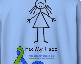 IIH Awareness Zip Hoodie Women Fix My Head Pseudotumor Cerebri Gift Intracranial Hypertension Sweatshirt Spoonie Chronic Illness