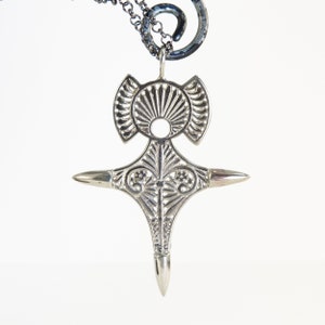 Tuareg Cross - &quot;Blue Men of the Desert&quot;, white brass, coming of age gifts, safe journey, Nomadic jewelry, filigree tribal, 20&quot; chain