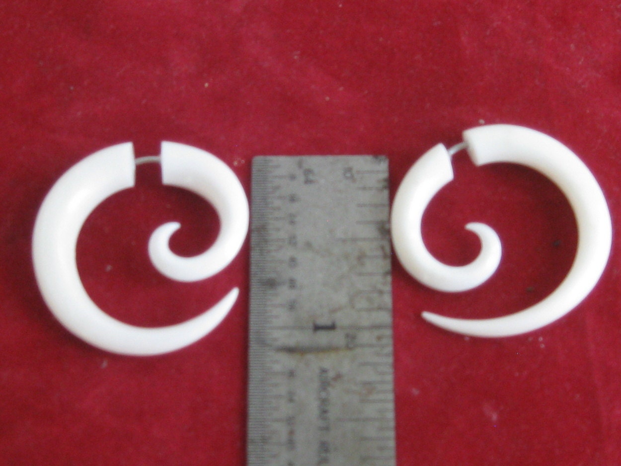 Fake Gauged Bone Hoops Faux Gauge Earrings for the Look Etsy