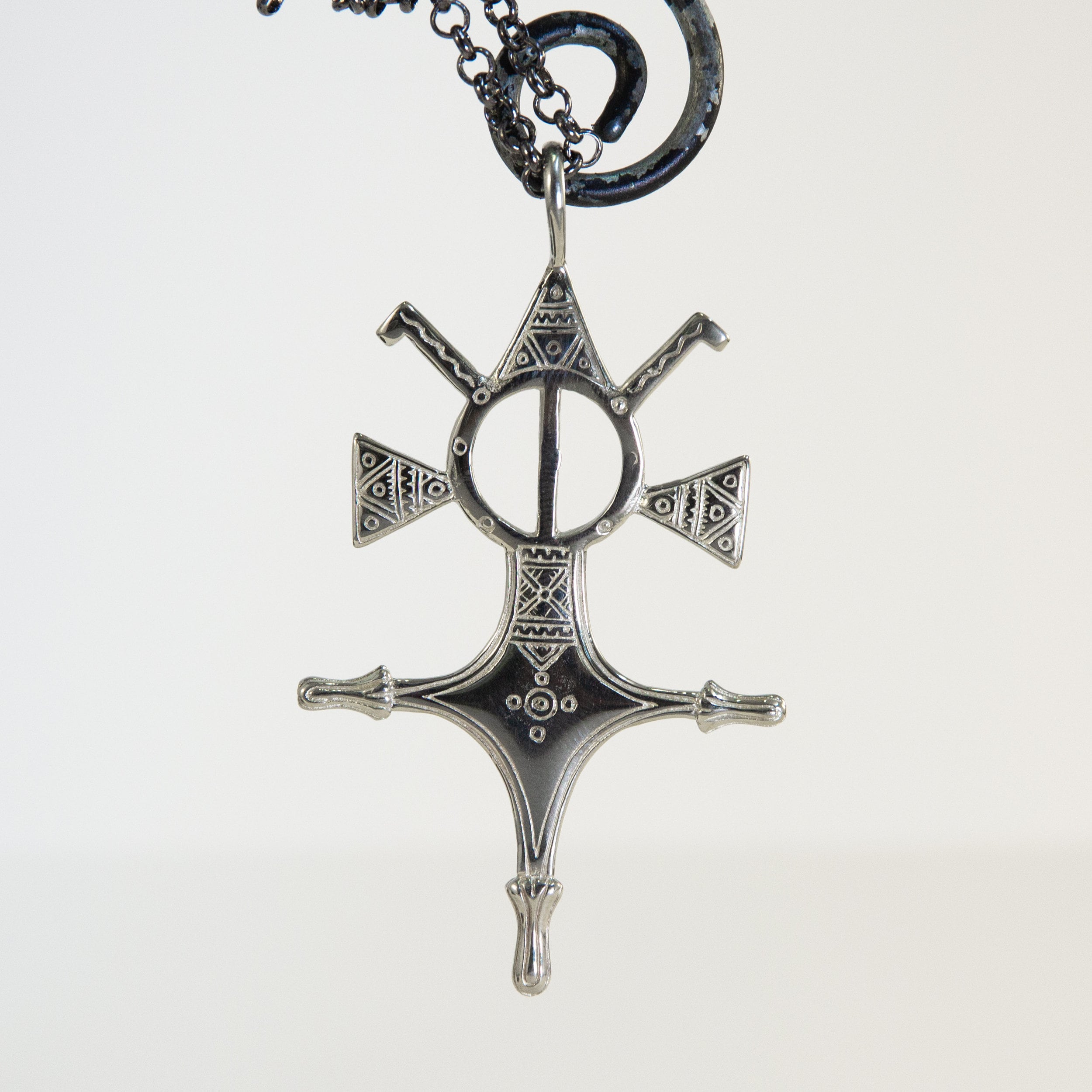 Tahoua Tuareg Cross Necklace ~ White Brass, Berber Jewelry, Coming