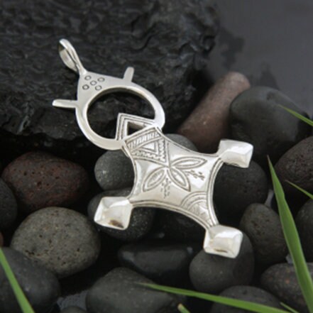 Agadez Tuareg Cross Necklace ~ White Brass, Berber Jewelry, Safe