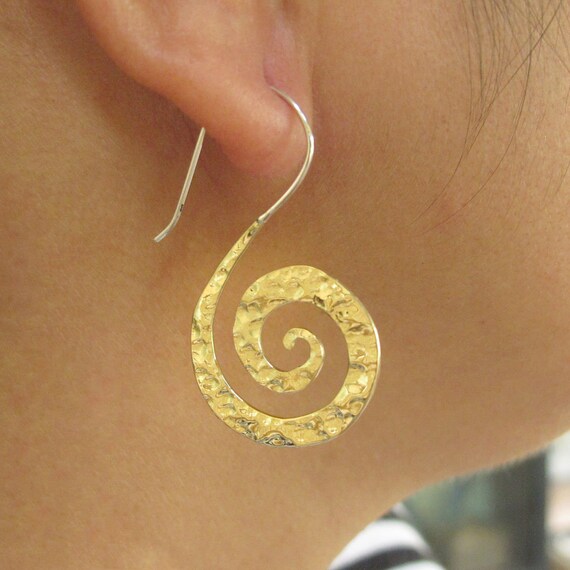 Brass spiral earrings discount