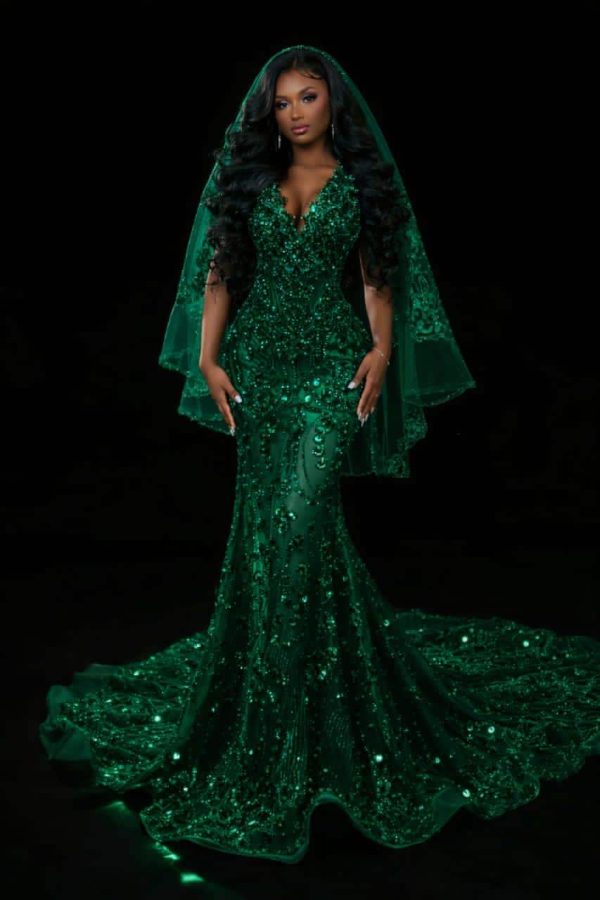 Beaded Dress Green