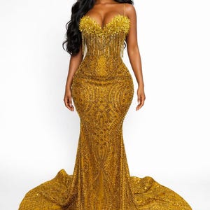 Gold Prom Dress Size 16 - Etsy