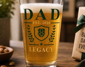 Szklanka do piwa Dad Est 2026 | Emblemat chmielu Legacy Crest | Kubek do piwa 16 uncji