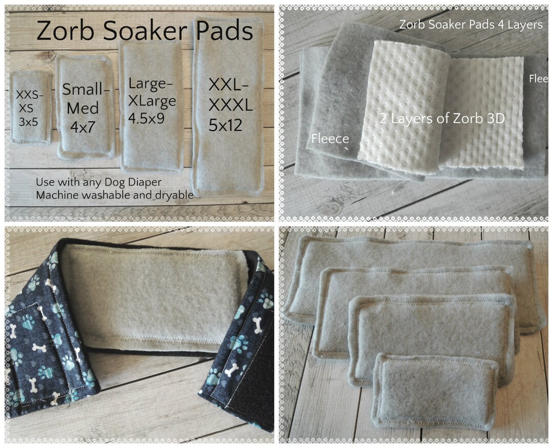 Washable Dog Diaper Liner Soaker Pad With 2 Layers of Organic Zorb 3D