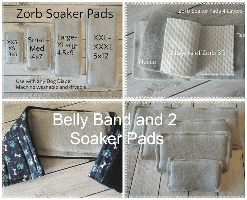 3 Piece Set One Belly Band With TWO Washable Soaker Pads for Etsy
