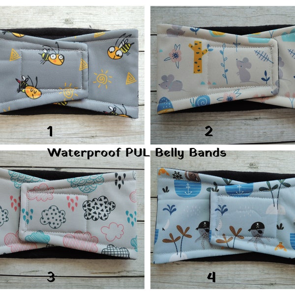 Dog Diaper Belly Band, Choose Fabric and Choose PUL or PUL with Zorb 3D, Tapered or Straight, Personalized, Fast Shipping