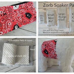 Dog Diaper Set, 3 Piece Belly Band Set One Belly Band Dog Diaper(your choice of fabric) with TWO washable Dog Diaper Liner Soaker Pads