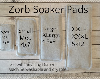 SET of 2 - PUL Bottom Dog Diaper Liner Soaker Pads, 4 Sizes Available, 2 Layers of Organic Zorb 3D, use with any Dog Diaper Belly Bands