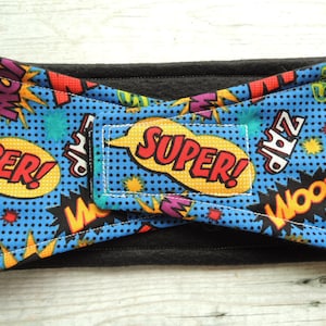 Dog Diaper Belly Band, Super Words Fabric,Choose Tapered or Straight, with or without Zorb, Stop Marking,  Personalized, Fast Shipping