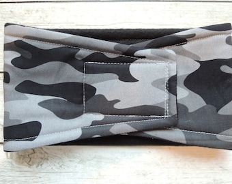 Dog Diaper Belly Band, Dark Camo Fabric, Choose Tapered or Straight, with or without Zorb, Stop Marking,  Personalized, Fast Shipping